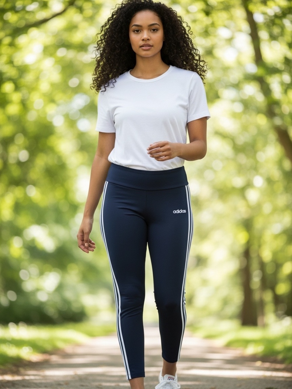 adidas Navy High-Waist 3-Stripe Leggings